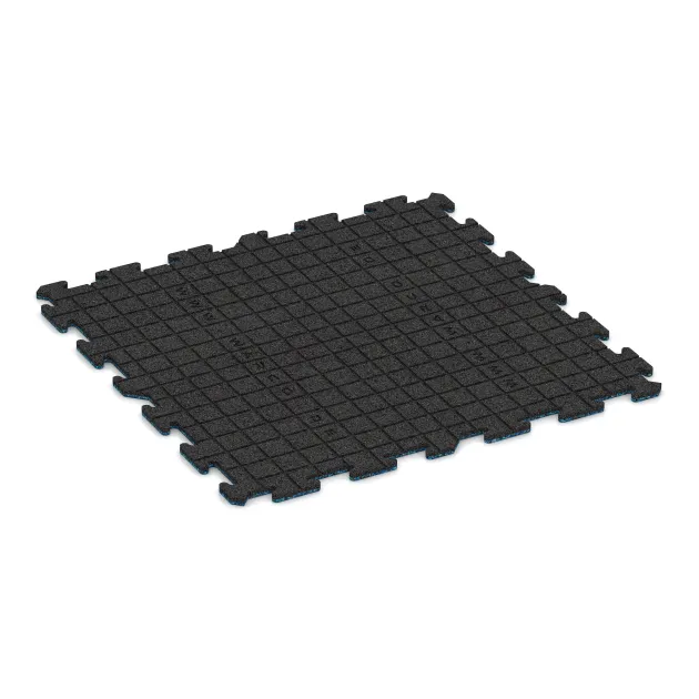 Aufsicht auf die Unterseite, also die Bodenseite von WARCO-Formteil 0324 - Träningsmatta 18 mm im Format 1000 x 1000 x 18 mm.