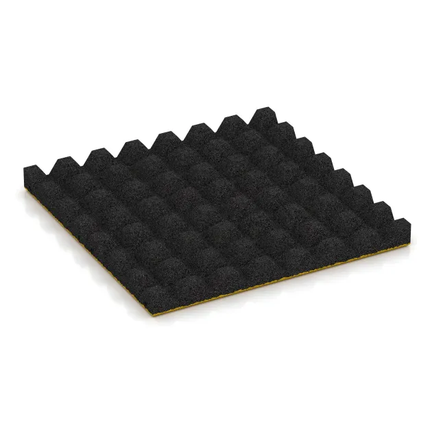Aufsicht auf die Unterseite, also die Bodenseite von WARCO-Formteil 5537 - Fallskyddsmattor 4,5 cm - EN 1177 ≤ 135 cm im Format 500 x 500 x 45 mm.