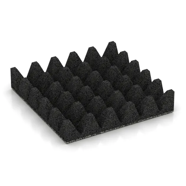 Aufsicht auf die Unterseite, also die Bodenseite von WARCO-Formteil 5644 - Fallskyddsmattor 10 cm - EN 1177 ≤ 300 cm im Format 500 x 500 x 100 mm.