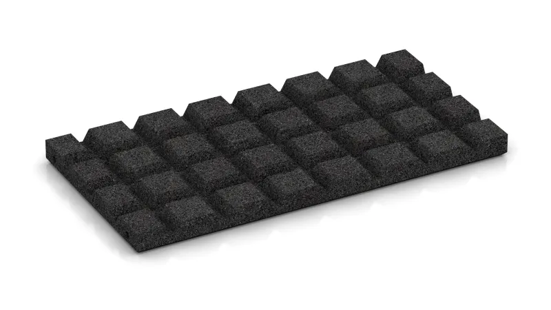 Struktur av 15 mm höga avkapade pyramider