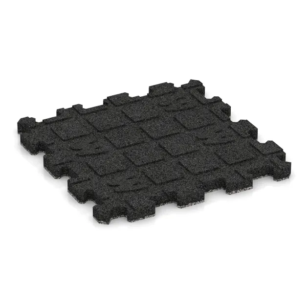 Aufsicht auf die Unterseite, also die Bodenseite von WARCO-Formteil 4452 - Gummiklickplatta im Format 306 x 306 x 20 mm.