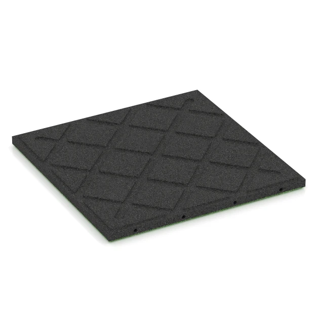 Aufsicht auf die Unterseite, also die Bodenseite von WARCO-Formteil 6129 - Fallskyddsplatta 95 cm im Format 50 x 50 x 3 cm | 0,25 m².