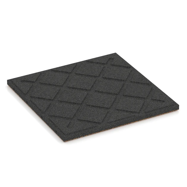 Aufsicht auf die Unterseite, also die Bodenseite von WARCO-Formteil 6416 - Fallskyddsplatta – 90 cm im Format 50 x 50 x 3 cm | 0,25 m².