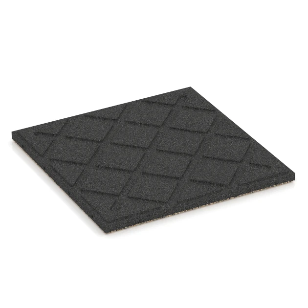 Aufsicht auf die Unterseite, also die Bodenseite von WARCO-Formteil 6419 - Fallskyddsplatta – 90 cm im Format 50 x 50 x 3 cm | 0,25 m².