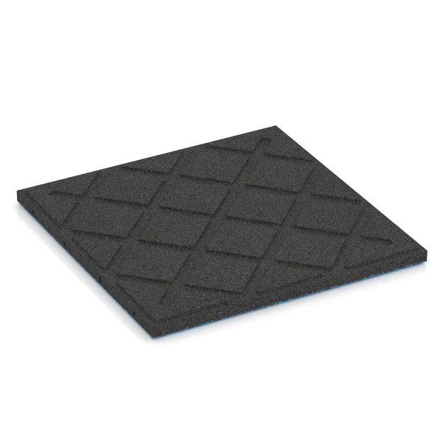 Aufsicht auf die Unterseite, also die Bodenseite von WARCO-Formteil 6420 - Fallskyddsplatta EPDM – 90 cm im Format 50 x 50 x 3 cm | 0,25 m².
