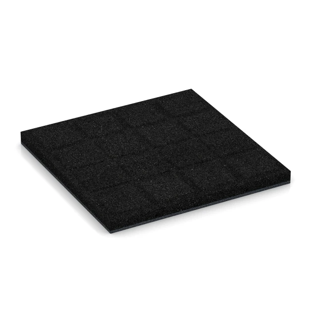 Aufsicht auf die Unterseite, also die Bodenseite von WARCO-Formteil 6257 - Fallskyddsplatta – 140 cm im Format 50 x 50 x 4 cm.