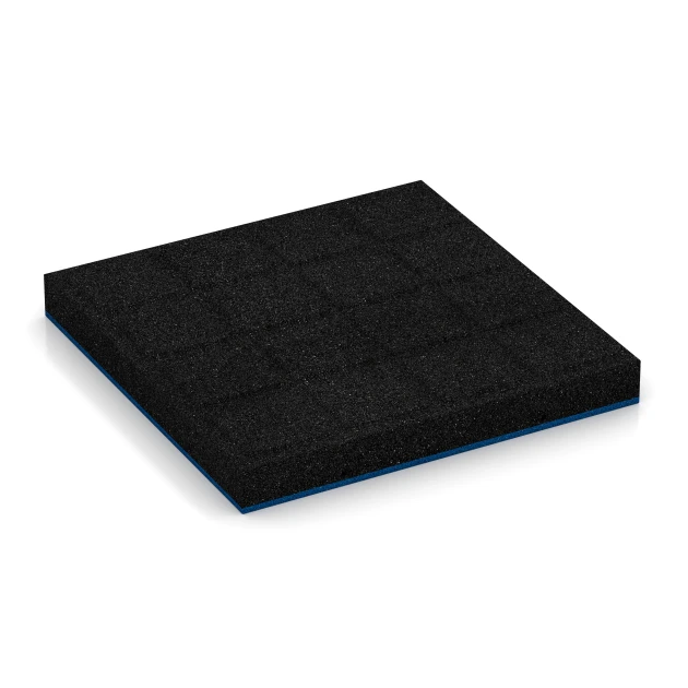 Aufsicht auf die Unterseite, also die Bodenseite von WARCO-Formteil 6268 - Fallskyddsplatta – 180 cm im Format 50 x 50 x 6 cm.