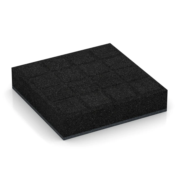 Aufsicht auf die Unterseite, also die Bodenseite von WARCO-Formteil 6230 - Fallskyddsplattor im Format 50 x 50 x 11 cm.