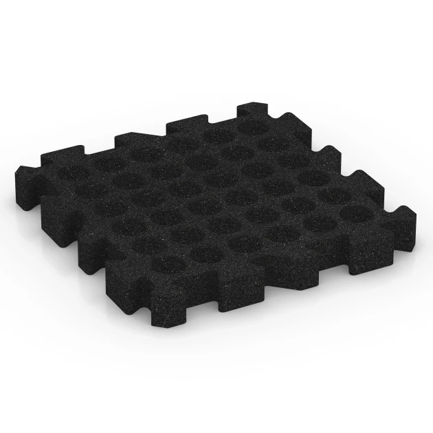 Aufsicht auf die Unterseite, also die Bodenseite von WARCO-Formteil 6309 - Fallskyddsplatta med pusselkoppling im Format 50 x 50 x 6 cm | 0,25 m².