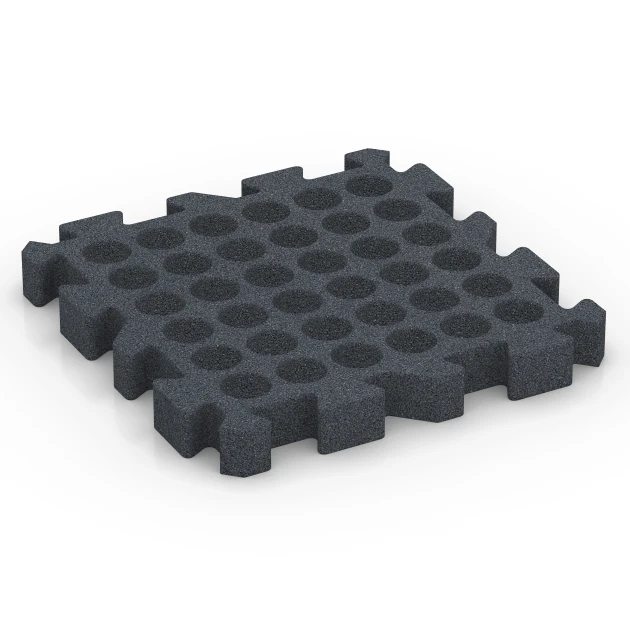 Aufsicht auf die Unterseite, also die Bodenseite von WARCO-Formteil 6408 - Fallskyddsplatta – 220 cm im Format 50 x 50 x 6 cm | 0,25 m².