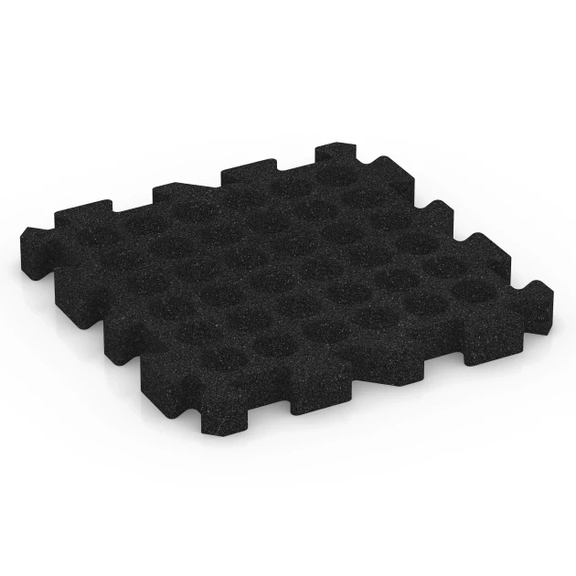 Aufsicht auf die Unterseite, also die Bodenseite von WARCO-Formteil 6305 - Fallskyddsplatta med pusselkoppling im Format 50 x 50 x 5 cm | 0,25 m².