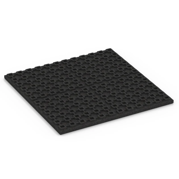 Aufsicht auf die Unterseite, also die Bodenseite von WARCO-Formteil 6387 - Stallmatta Premium im Format 100 x 100 x 4,5 cm | 1,00 m².