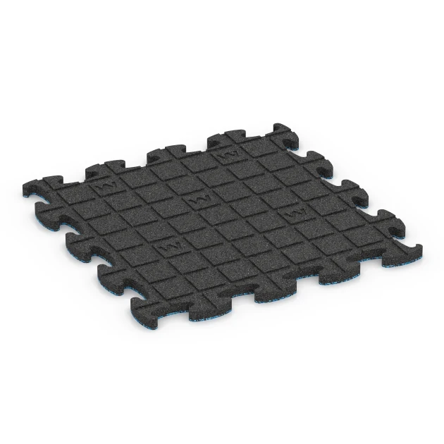Aufsicht auf die Unterseite, also die Bodenseite von WARCO-Formteil 6785 - Träningsmatta gummi im Format 46 x 46 x 1,8 cm.