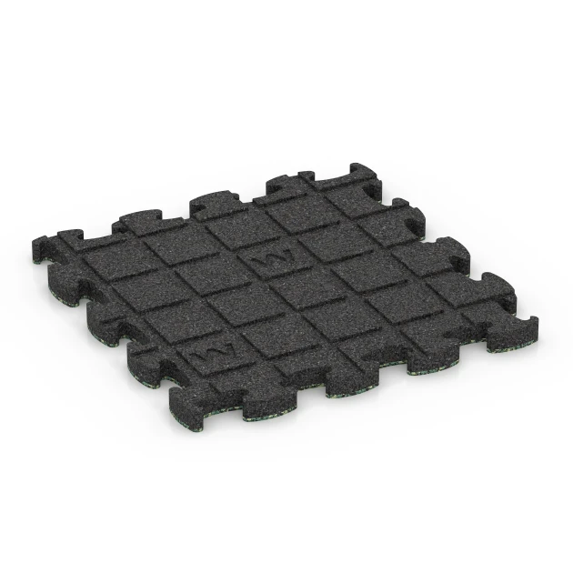Aufsicht auf die Unterseite, also die Bodenseite von WARCO-Formteil 6816 - Balkongplatta gummi im Format 28,9 x 28,9 x 1,8 cm.