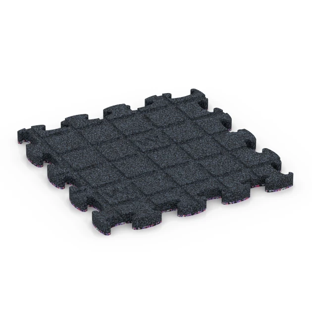 Aufsicht auf die Unterseite, also die Bodenseite von WARCO-Formteil 6819 - Balkongplatta gummi im Format 28,9 x 28,9 x 1,8 cm.