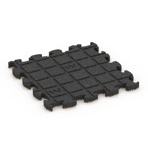 Aufsicht auf die Unterseite, also die Bodenseite von WARCO-Formteil 6822 - Balkongplatta gummi im Format 30 x 30 x 1,8 cm.