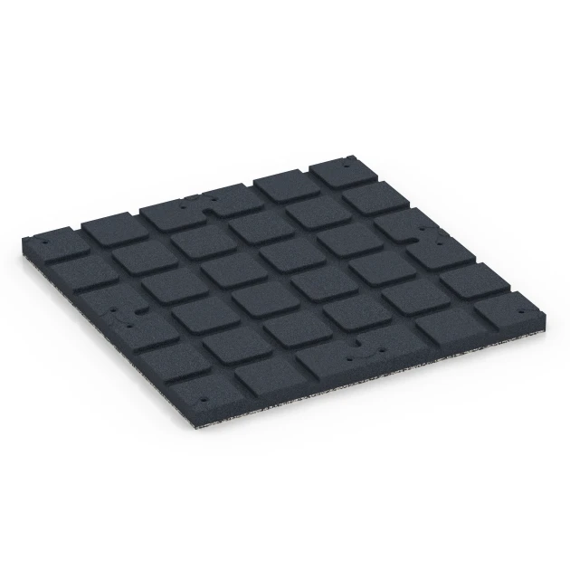 Aufsicht auf die Unterseite, also die Bodenseite von WARCO-Formteil 7133 - Gymgolv för utomhusbruk im Format 60 x 60 x 3 cm | 0,36 m².