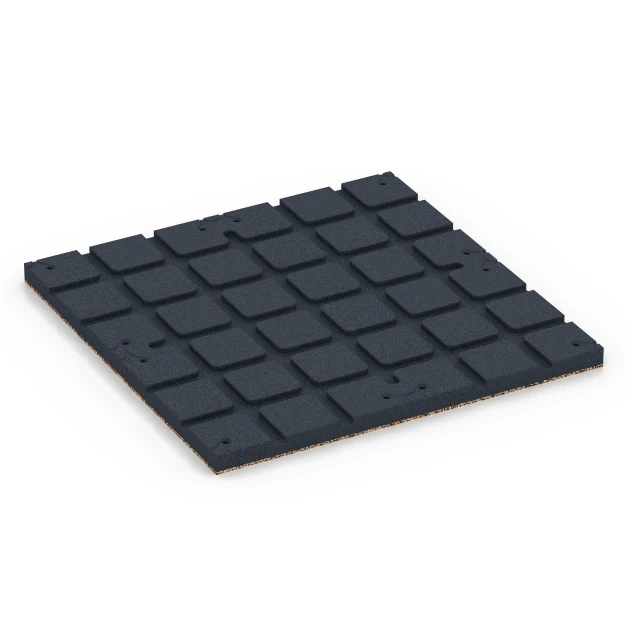 Aufsicht auf die Unterseite, also die Bodenseite von WARCO-Formteil 7135 - Gymgolv för utomhusbruk im Format 60 x 60 x 3 cm | 0,36 m².