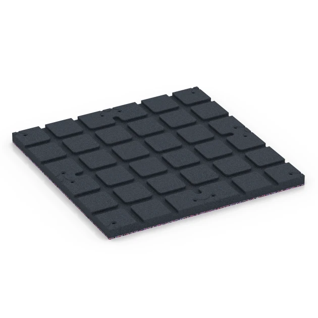 Aufsicht auf die Unterseite, also die Bodenseite von WARCO-Formteil 7137 - Gymgolv för utomhusbruk im Format 60 x 60 x 3 cm | 0,36 m².