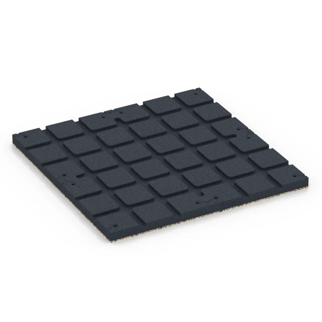 Aufsicht auf die Unterseite, also die Bodenseite von WARCO-Formteil 7138 - Gymgolv för utomhusbruk im Format 60 x 60 x 3 cm | 0,36 m².