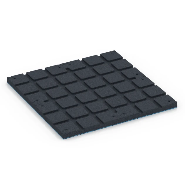 Aufsicht auf die Unterseite, also die Bodenseite von WARCO-Formteil 7139 - Gymgolv för utomhusbruk im Format 60 x 60 x 3 cm | 0,36 m².