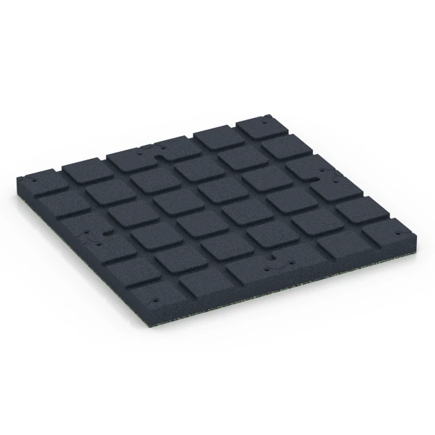 Aufsicht auf die Unterseite, also die Bodenseite von WARCO-Formteil 7143 - Gymgolv för utomhusbruk im Format 60 x 60 x 4 cm | 0,36 m².