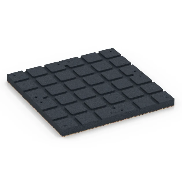 Aufsicht auf die Unterseite, also die Bodenseite von WARCO-Formteil 7144 - Gymgolv för utomhusbruk im Format 60 x 60 x 4 cm | 0,36 m².