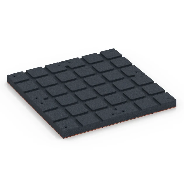 Aufsicht auf die Unterseite, also die Bodenseite von WARCO-Formteil 7145 - Gymgolv för utomhusbruk im Format 60 x 60 x 4 cm | 0,36 m².