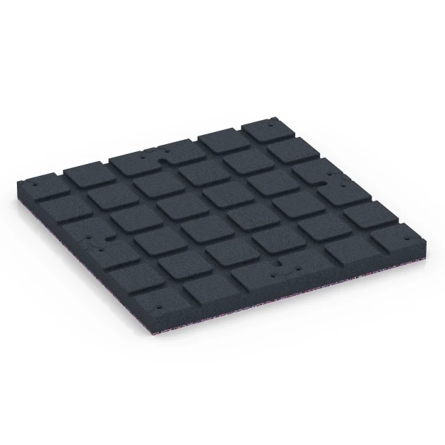 Aufsicht auf die Unterseite, also die Bodenseite von WARCO-Formteil 7146 - Gymgolv för utomhusbruk im Format 60 x 60 x 4 cm | 0,36 m².