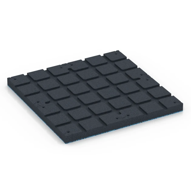 Aufsicht auf die Unterseite, also die Bodenseite von WARCO-Formteil 7148 - Gymgolv för utomhusbruk im Format 60 x 60 x 4 cm | 0,36 m².