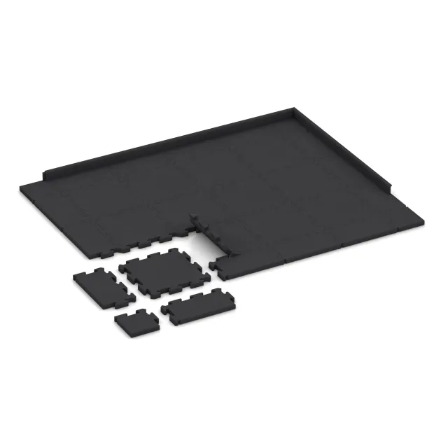 Typische Verlegung oder Einbausituation für den Artikel 2833 von WARCO - Fitnessgolv Studio, Farbton Anthracite in der Abmessung 500 x 500 x 40 mm.