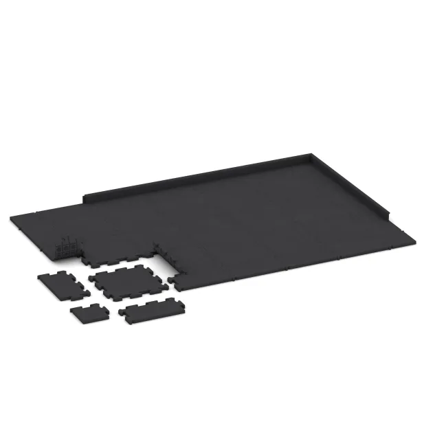 Typische Verlegung oder Einbausituation für den Artikel 2612 von WARCO - Fitnessgolv Studio, Farbton Anthracite in der Abmessung 500 x 500 x 30 mm.