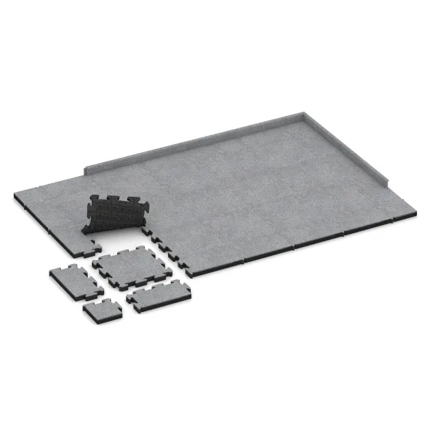 Typische Verlegung oder Einbausituation für den Artikel 4563 von WARCO - Gummibeläggning för sport HD, Farbton Grå Melange in der Abmessung 500 x 500 x 50 mm.