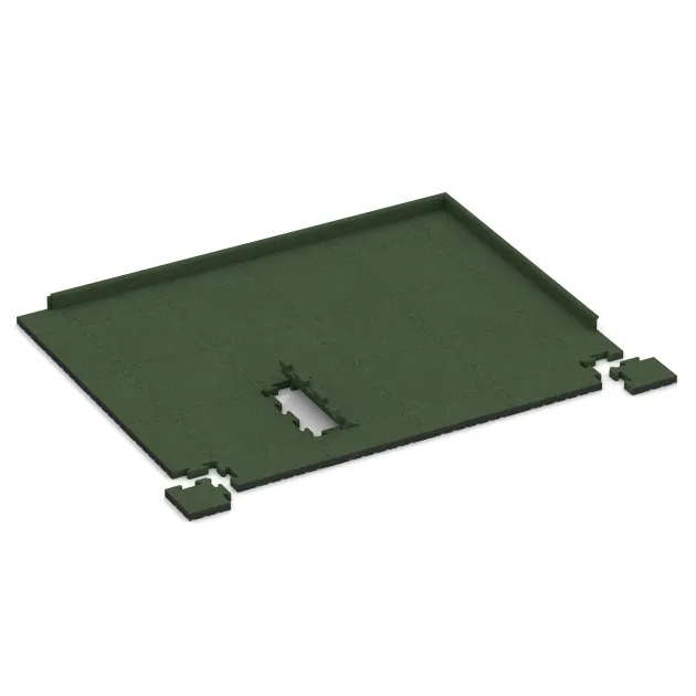 Typische Verlegung oder Einbausituation für den Artikel 5009 von WARCO - Hörnplatta, Farbton Gräsgrön in der Abmessung 235 x 235 x 40 mm.
