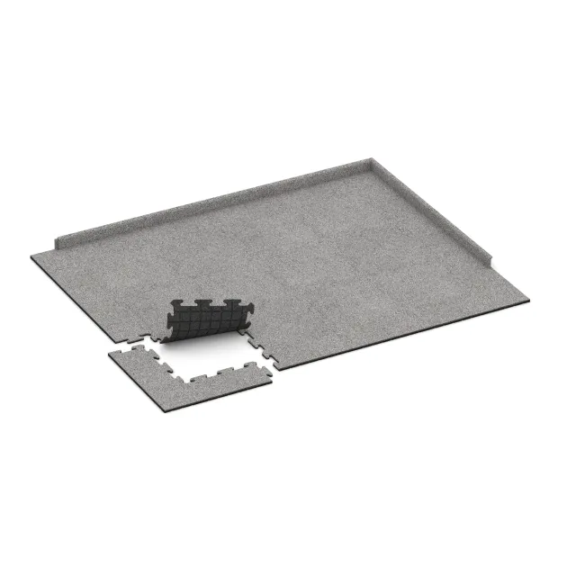 Typische Verlegung oder Einbausituation für den Artikel 4593 von WARCO - Hundsportgolv HD, Farbton Grå Melange in der Abmessung 500 x 500 x 18 mm.