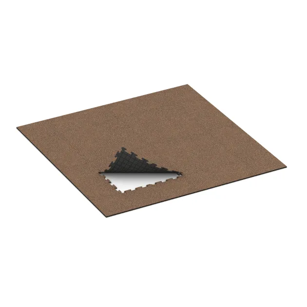Typische Verlegung oder Einbausituation für den Artikel 3944 von WARCO - Hundsportgolv HD, Farbton Bast & Bark in der Abmessung 1000 x 1000 x 18 mm.