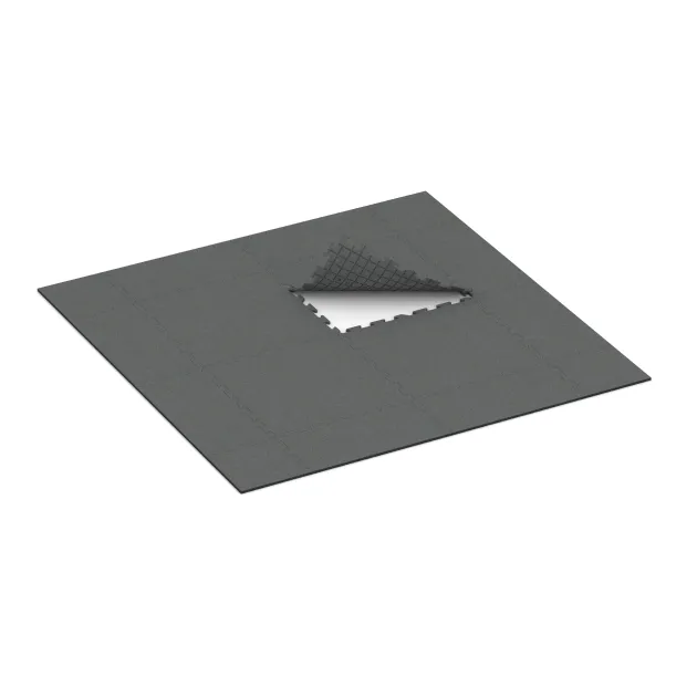 Typische Verlegung oder Einbausituation für den Artikel 3962 von WARCO - Hundsportgolv HD, Farbton Skiffergrå in der Abmessung 1000 x 1000 x 18 mm.