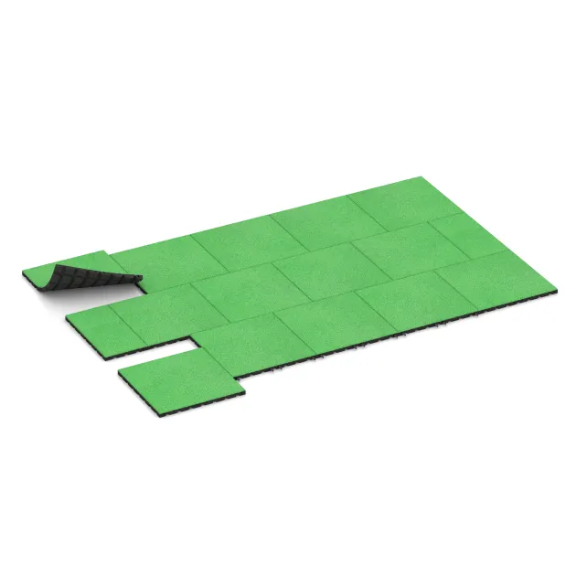 Typische Verlegung oder Einbausituation für den Artikel 5470 von WARCO - Fallskyddsmatta 3 cm - EN 1177 ≤ 100 cm, Farbton Maigrön in der Abmessung 500 x 500 x 30 mm.