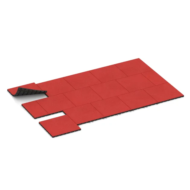 Typische Verlegung oder Einbausituation für den Artikel 5474 von WARCO - Fallskyddsmatta 3 cm - EN 1177 ≤ 100 cm, Farbton Rose in der Abmessung 500 x 500 x 30 mm.