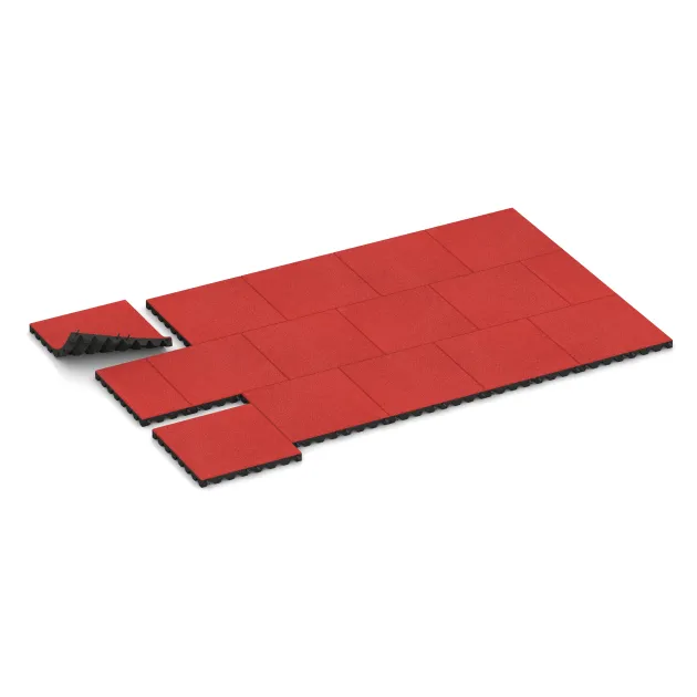 Typische Verlegung oder Einbausituation für den Artikel 0639 von WARCO - Fallskyddsplatta för lekplats, Farbton Rose in der Abmessung 500 x 500 x 45 mm.