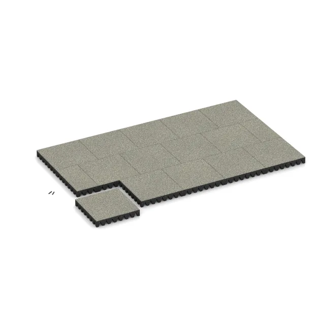 Typische Verlegung oder Einbausituation für den Artikel 5368 von WARCO - Fallskyddsplatta för lekplats, Farbton Ljus Granit in der Abmessung 500 x 500 x 80 mm.