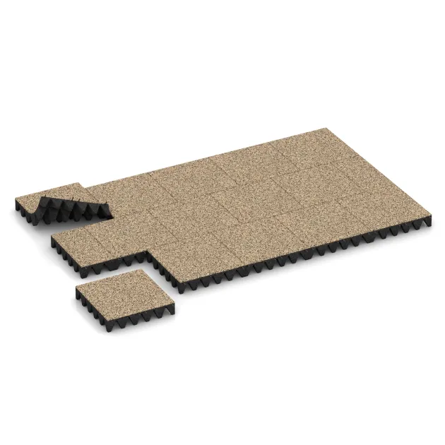 Typische Verlegung oder Einbausituation für den Artikel 3699 von WARCO - Fallskyddsplatta för lekplats, Farbton Travertin in der Abmessung 500 x 500 x 100 mm.