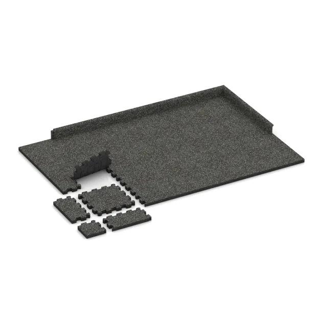Typische Verlegung oder Einbausituation für den Artikel 4267 von WARCO - Gummiklickplatta, Farbton Mörkgrå Granit in der Abmessung 306 x 306 x 30 mm.