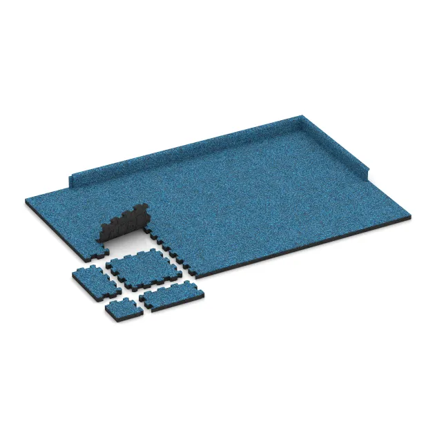 Typische Verlegung oder Einbausituation für den Artikel 5420 von WARCO - Gummiklickplatta, Farbton Atlantic in der Abmessung 306 x 306 x 30 mm.
