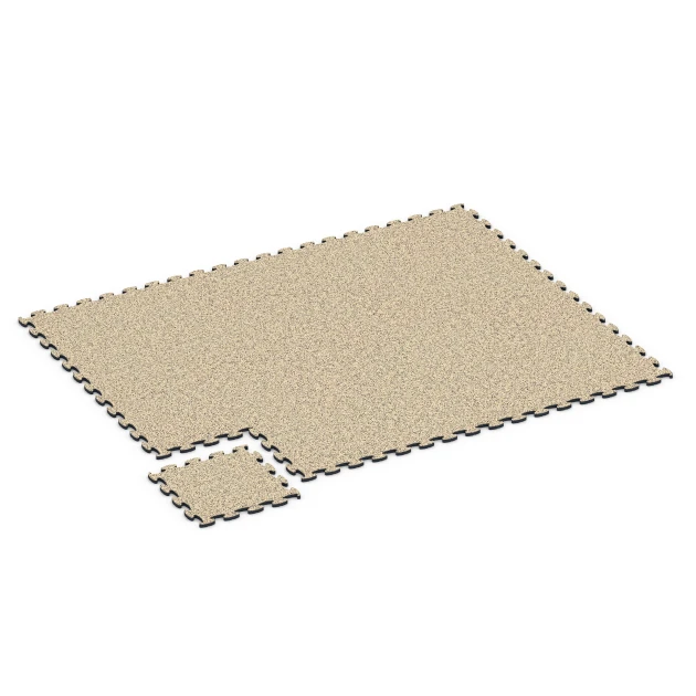 Typische Verlegung oder Einbausituation für den Artikel 6919 von WARCO - Mässgolv klickplatta, Farbton Travertin in der Abmessung 44,6 x 44,6 x 1,8 cm.
