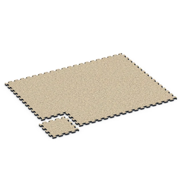 Typische Verlegung oder Einbausituation für den Artikel 6883 von WARCO - Fitness Max gymgolv, Farbton Travertin in der Abmessung 44,6 x 44,6 × 2,8 cm.