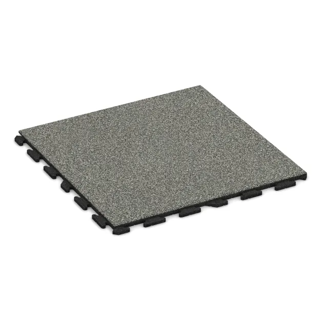 Foto der hinteren Seite vom unsymmetrischen WARCO-Formteil 1571: Spiel-Bodenbelag, Design Grå Granit, Maße 1000 x 1000 x 30 mm.
